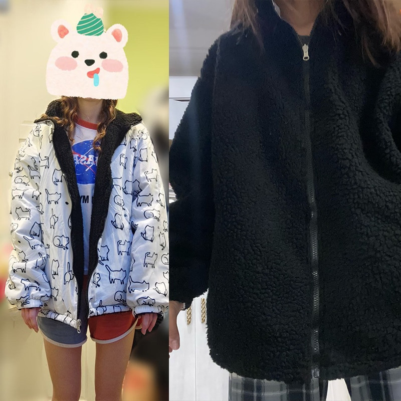 2022. gada jauna rudens ziemas sieviešu jaka, brīva, ar kokvilnu polsterēta ikdienišķa jēra vilnas puse, mēteļi ar garām piedurknēm