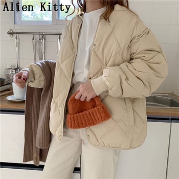 Alien Kitty Χειμερινά ενδύματα Μόδας Outwear Casual Μπουφάν Μασίφ μπλουζάκια All-Match Απλό φρέσκο κομψό ζεστό γυναικείο παλτό χαλαρό πάχος