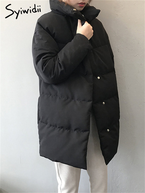 Syiwidii Puffer parke Zimska jakna Ženska 2022., deblji topli ženski dugi kaputi 2022., samostojeći ovratnik, prevelika gornja odjeća