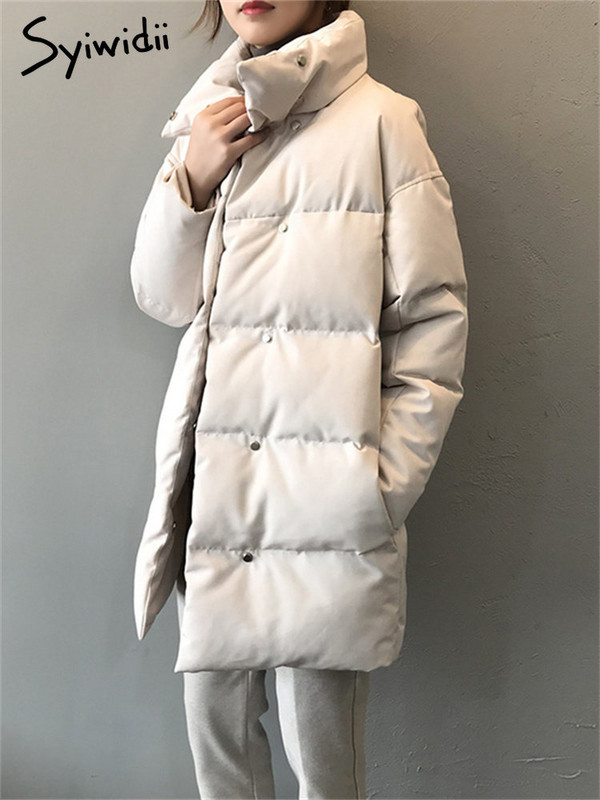 Syiwidii Puffer parke Zimska jakna Ženska 2022., deblji topli ženski dugi kaputi 2022., samostojeći ovratnik, prevelika gornja odjeća
