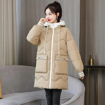 Sieviešu ziemas dūnu jaka ar polsterējumu 2022. g. Jauna sieviešu silta, bieza kokvilnas mētelis, korejiešu vaļīgs parks ar kapuci Sieviešu virsdrēbes ziemas jaka