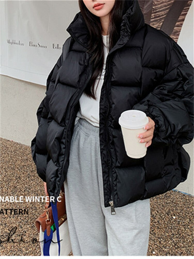 Zimske parke za žene Jesen 2022. Korejski modni preveliki kaputi Karirana pufer jakna zadebljana Topla zelena plava gornja odjeća