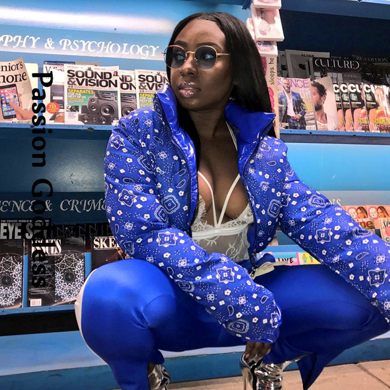 Modes jauka sieviešu spilgta PU rozā kārta jaka Ziemas silti burbuļu mēteļi spīdīgas ādas parkas uz leju rāvējslēdzējs apgriezts jakas Parkas