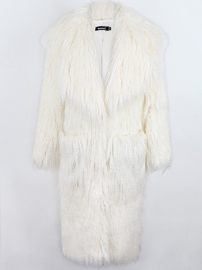 Νερατζούρι Χειμερινό μακρύ φωτεινό ροζ Υπερμεγέθη δασύτριχο μαλακό χνουδωτό χοντρό ζεστό παλτό από ψεύτικη γούνα Γυναικείο πέτο Πασαρέλα Χαριτωμένη μόδα