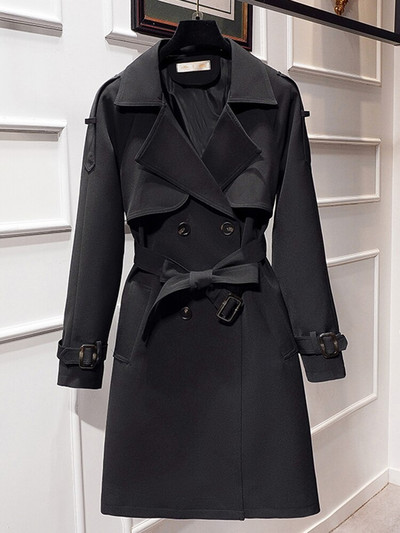 Aelegantmis sieviešu ikdienas garais mētelis ar vērtnēm, divrindu sieviešu vējjaka, 2022 elegants biroja mētelis, sieviešu virsdrēbes