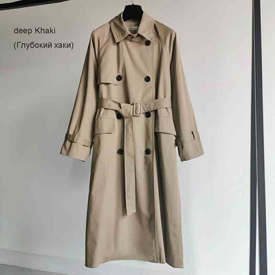 UK Pilnīgi jauns Fashion 2022 Rudens/Rudens Ikdienas Divkāršs Simple Classic Garš Trench mētelis ar jostu Chic Sieviešu vējjaka