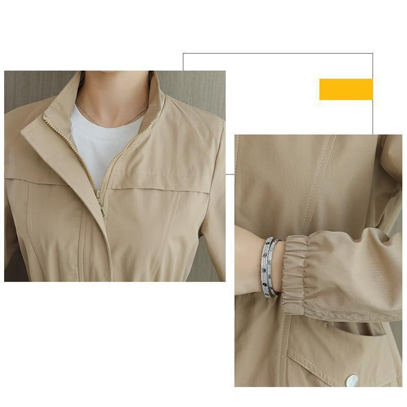 HI-FASHION sieviešu divslāņu vējjaka rudens ikdienas tievs mētelis, lielizmēra 4Xl sieviešu jaka ar stāvu apkakli