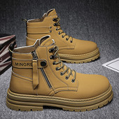 Χειμερινά ανδρικά μποτάκια με κορδόνια και φερμουάρ