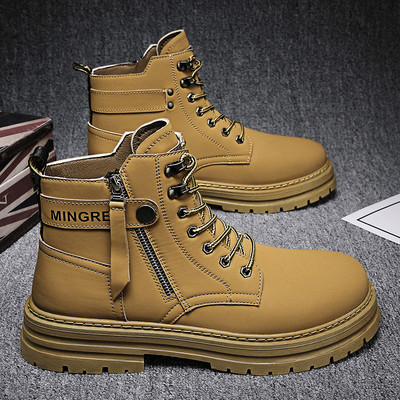 Χειμερινά ανδρικά μποτάκια με κορδόνια και φερμουάρ