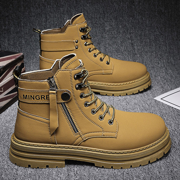 Χειμερινά ανδρικά μποτάκια με κορδόνια και φερμουάρ