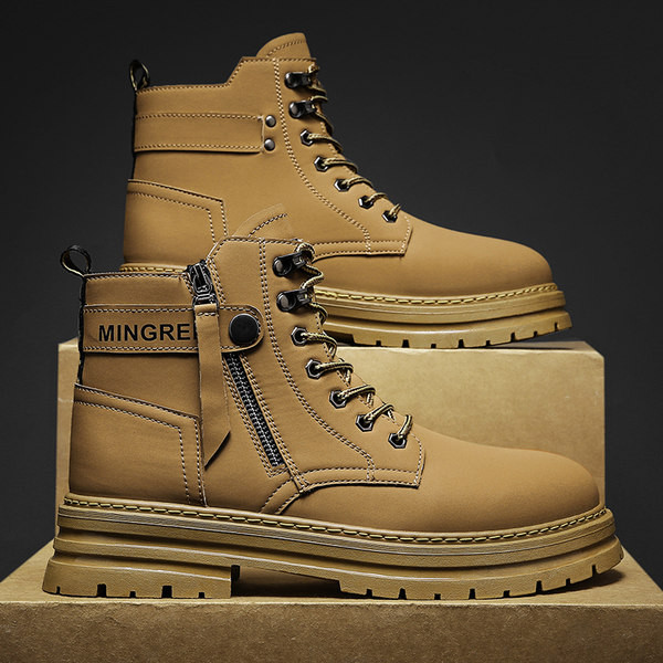 Χειμερινά ανδρικά μποτάκια με κορδόνια και φερμουάρ