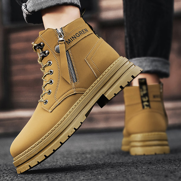 Χειμερινά ανδρικά μποτάκια με κορδόνια και φερμουάρ