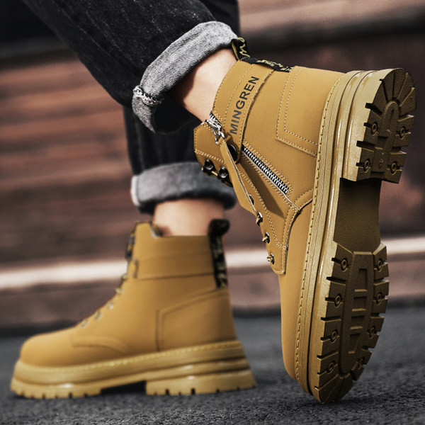 Χειμερινά ανδρικά μποτάκια με κορδόνια και φερμουάρ
