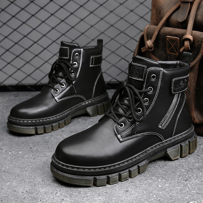 Ziemas vīriešu zābaki ar šņorēm - eko āda