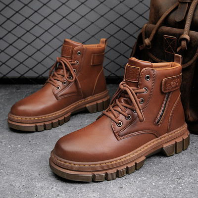 Ziemas vīriešu zābaki ar šņorēm - eko āda