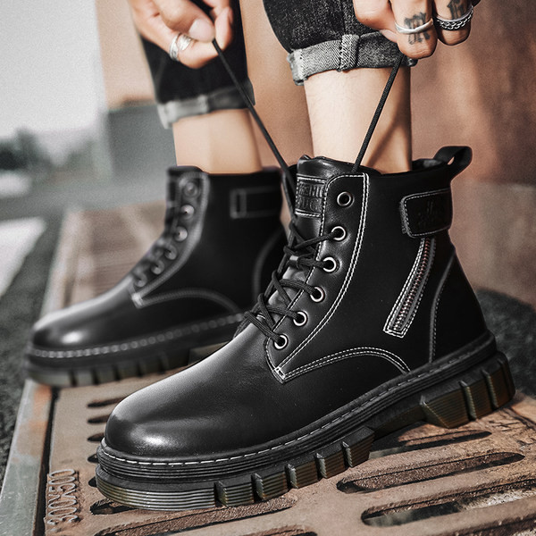 Ziemas vīriešu zābaki ar šņorēm - eko āda