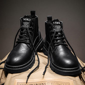 Modes ziemas zābaki no eko ādas ar uzrakstiem un šņorēm