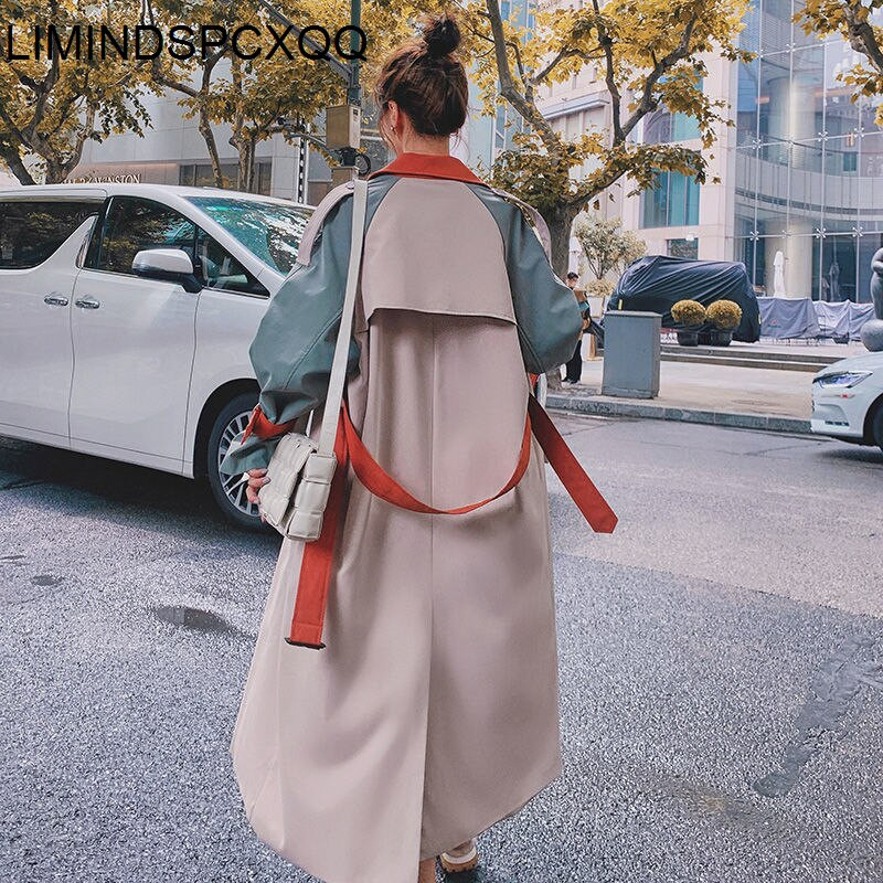 2022. Chic ženska vjetrovka odgovarajuće boje Proljeće Jesen Korejski široki dugi kaput Ženski britanski trenč kaput s gornjim pojasom