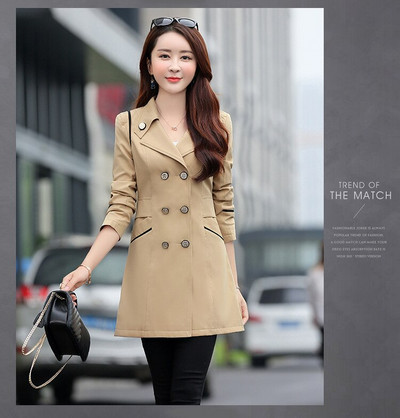 Kevad-sügis mantlid naiste õhukesed kaherealised naiste mantlid, pikad naiste tuulejoped Suured mantlid Femmino