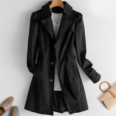 Sieviešu pavasara rudens mētelis, 2022. gada jauns korejiešu vienrindas mētelis, vidēja garuma sieviešu virsjaka, vējjaka, sieviešu virsdrēbes