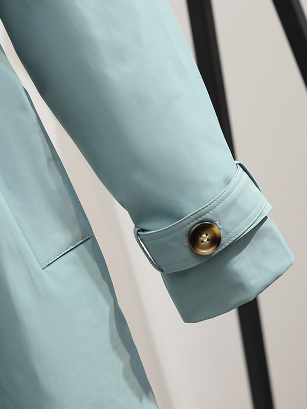 Heliar sieviešu garais mētelis, moderns vēja necaurlaidīgs mētelis ar dubultu mēteli, zaļa josta, vējjaka ziemai