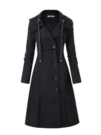 Goth Πανωφόρι Trench Coat 2022 Gothic Long Slim Ασύμμετρο γιακά με Πέτο Κουμπί Κομψό Y2k Streetwear Egirl Vintage Outwear