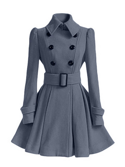 Aelegantmis rudens ziemas vintage sievietes vilnas mētelis Klasisks garš trenča mētelis ar jostu Biroja dāmu ikdienas biznesa virsdrēbes