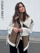 Sieviešu modes savārstījums bezpiedurkņu veste veste brīva, bieza atloka jaka 2022. gada rudens eleganti topi, komunālo apģērbu ielā