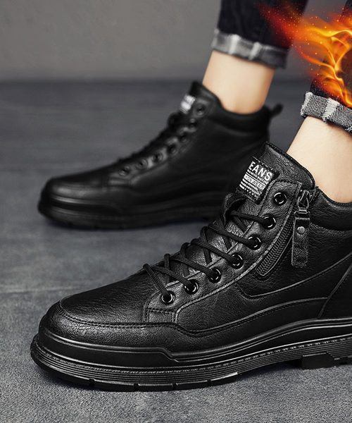 Vīriešu ziemas zābaki ar oderi un rāvējslēdzēja aizdari