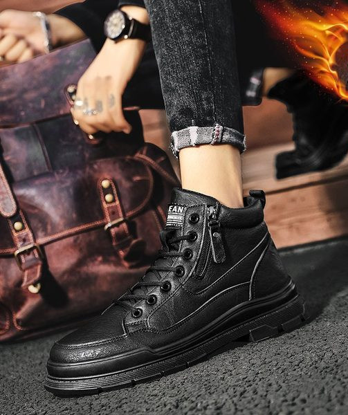 Vīriešu ziemas zābaki ar oderi un rāvējslēdzēja aizdari