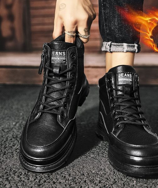 Vīriešu ziemas zābaki ar oderi un rāvējslēdzēja aizdari