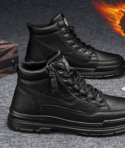 Vīriešu ziemas zābaki ar oderi un rāvējslēdzēja aizdari