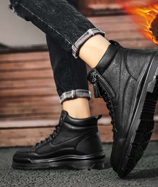 Vīriešu ziemas zābaki ar oderi un rāvējslēdzēja aizdari