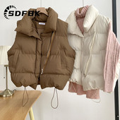 Γυναικείο Φθινοπωρινό Χειμωνιάτικο Πουπουλένιο Χοντρό Ζεστό Harajuku Χαλαρό Γιλέκο Y2K Μπουφάν Casual Εξωτερικά Ενδύματα Κοντό γιλέκο αντιανεμικό γιλέκο