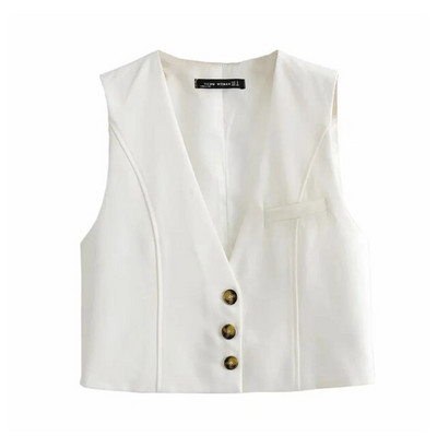 Modes biroja apģērbs, pogāms mētelis sieviešu veste vienkrāsains vintage dziļš V kakla izgriezums bez piedurknēm sieviešu veste Virsdrēbes eleganti topi