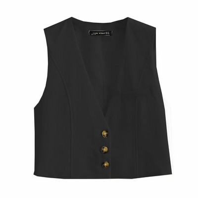 Modes biroja apģērbs, pogāms mētelis sieviešu veste vienkrāsains vintage dziļš V kakla izgriezums bez piedurknēm sieviešu veste Virsdrēbes eleganti topi