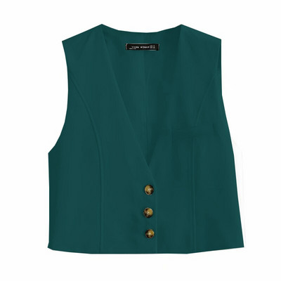 Modes biroja apģērbs, pogāms mētelis sieviešu veste vienkrāsains vintage dziļš V kakla izgriezums bez piedurknēm sieviešu veste Virsdrēbes eleganti topi