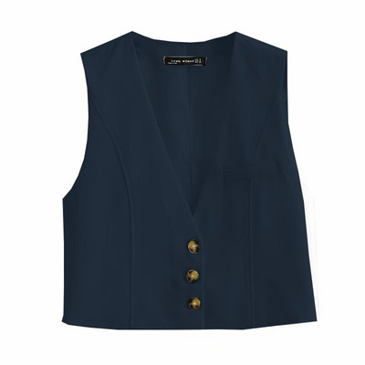 Modes biroja apģērbs, pogāms mētelis sieviešu veste vienkrāsains vintage dziļš V kakla izgriezums bez piedurknēm sieviešu veste Virsdrēbes eleganti topi