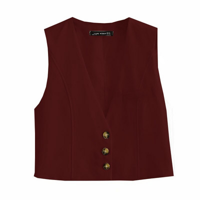 Modes biroja apģērbs, pogāms mētelis sieviešu veste vienkrāsains vintage dziļš V kakla izgriezums bez piedurknēm sieviešu veste Virsdrēbes eleganti topi