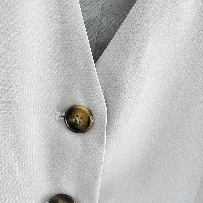 Modes biroja apģērbs, pogāms mētelis sieviešu veste vienkrāsains vintage dziļš V kakla izgriezums bez piedurknēm sieviešu veste Virsdrēbes eleganti topi