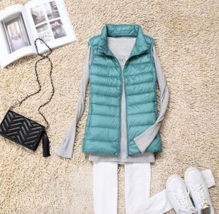 2022 Νέο Γυναικείο Φθινοπωρινό Γιλέκο Εξαιρετικά Ανοιχτό πουπουλένιο Λευκό Παλτό Πάρκα Γυναικείο Αμάνικο Γιλέκο Plus Size 3XL