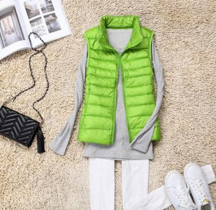 2022 Νέο Γυναικείο Φθινοπωρινό Γιλέκο Εξαιρετικά Ανοιχτό πουπουλένιο Λευκό Παλτό Πάρκα Γυναικείο Αμάνικο Γιλέκο Plus Size 3XL