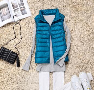 2022 Νέο Γυναικείο Φθινοπωρινό Γιλέκο Εξαιρετικά Ανοιχτό πουπουλένιο Λευκό Παλτό Πάρκα Γυναικείο Αμάνικο Γιλέκο Plus Size 3XL