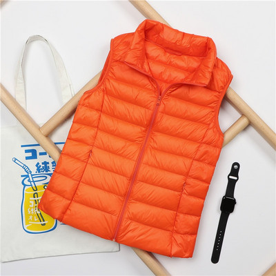 2022 Νέο Γυναικείο Φθινοπωρινό Γιλέκο Εξαιρετικά Ανοιχτό πουπουλένιο Λευκό Παλτό Πάρκα Γυναικείο Αμάνικο Γιλέκο Plus Size 3XL