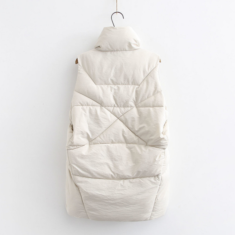 Πλούσιο μέγεθος Winter Down Puffer Γυναικείο γιλέκο Casual Αμάνικο μπουφάν παντός τύπου Χειμερινό μακρύ σώμα ζεστό γιλέκο Χειμερινό αμάνικο