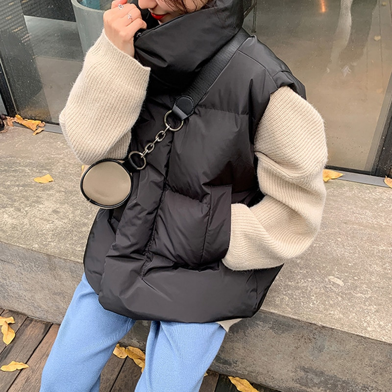 Brīvas sieviešu jakas bez piedurknēm, masīvas sieviešu jakas ar nolaižamu apkakli. Sieviešu ziemas veste korejiešu stila liela izmēra veste sievietēm 2021