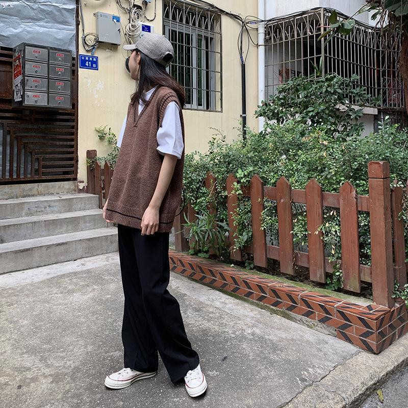 Γιλέκα Γυναικεία Απλά Κλασικά BF Πλεκτά Πανωφόρια Άνοιξη Φθινοπωρινό Γυναικείο Young Lovely All-match Ριγέ Μαθήτριες Αμάνικο μπουφάν