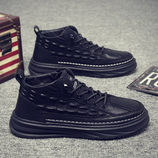 Ανδρικά παπούτσια φθινοπώρου-χειμώνα με κορδόνια και επίπεδη σόλα