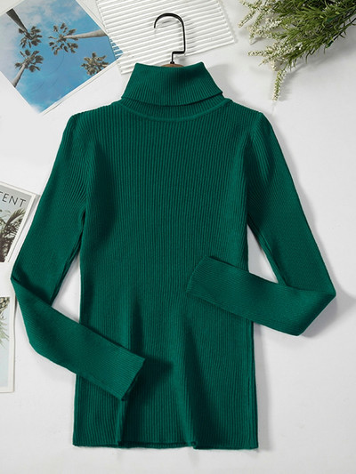 JMPRS Απλό γυναικείο πουλόβερ με ζιβάγκο πουλόβερ χειμερινής μόδας Ελαστικό πλεκτό γυναικείο πουλόβερ casual μασίφ μαύρα γυναικεία βασικά μπλουζάκια