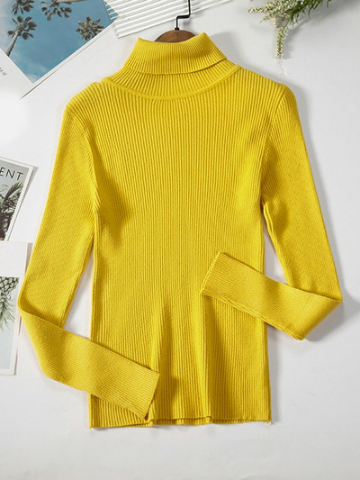 JMPRS Απλό γυναικείο πουλόβερ με ζιβάγκο πουλόβερ χειμερινής μόδας Ελαστικό πλεκτό γυναικείο πουλόβερ casual μασίφ μαύρα γυναικεία βασικά μπλουζάκια